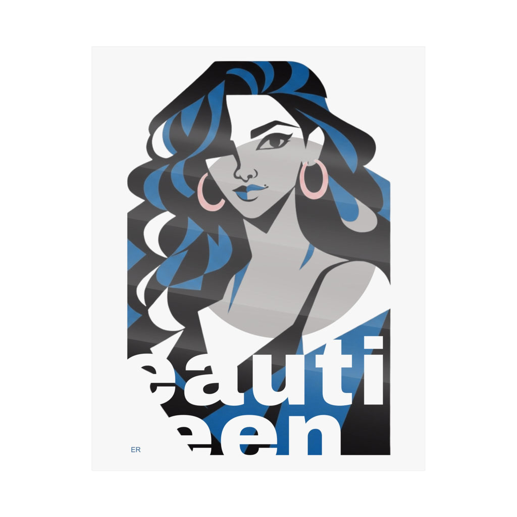 Beautiful Queen Matte Poster — Modern Female Portrait Wall Art — Blue & Grey