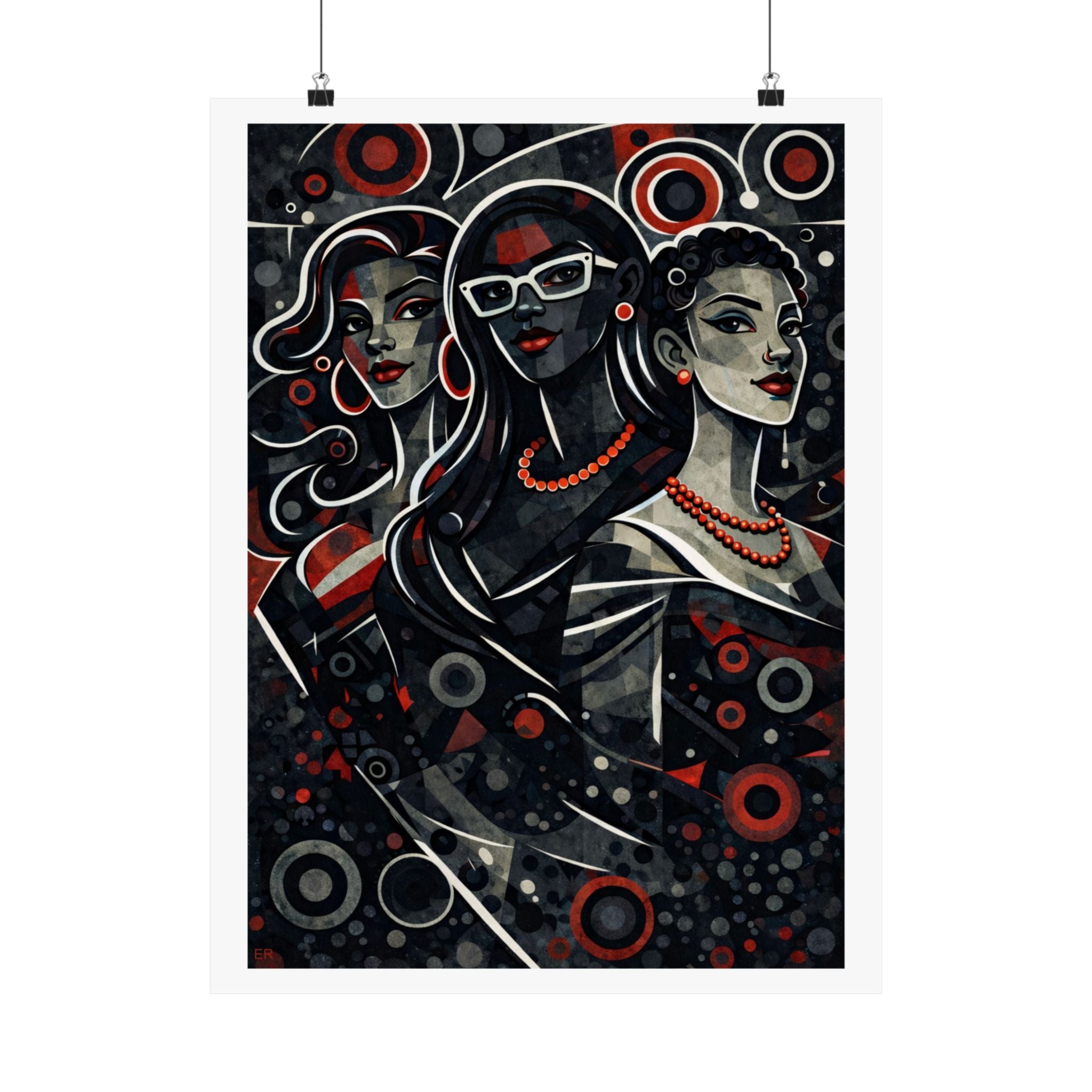 Retro Pop Art Trio Matte Poster — Stylish Women Wall Art