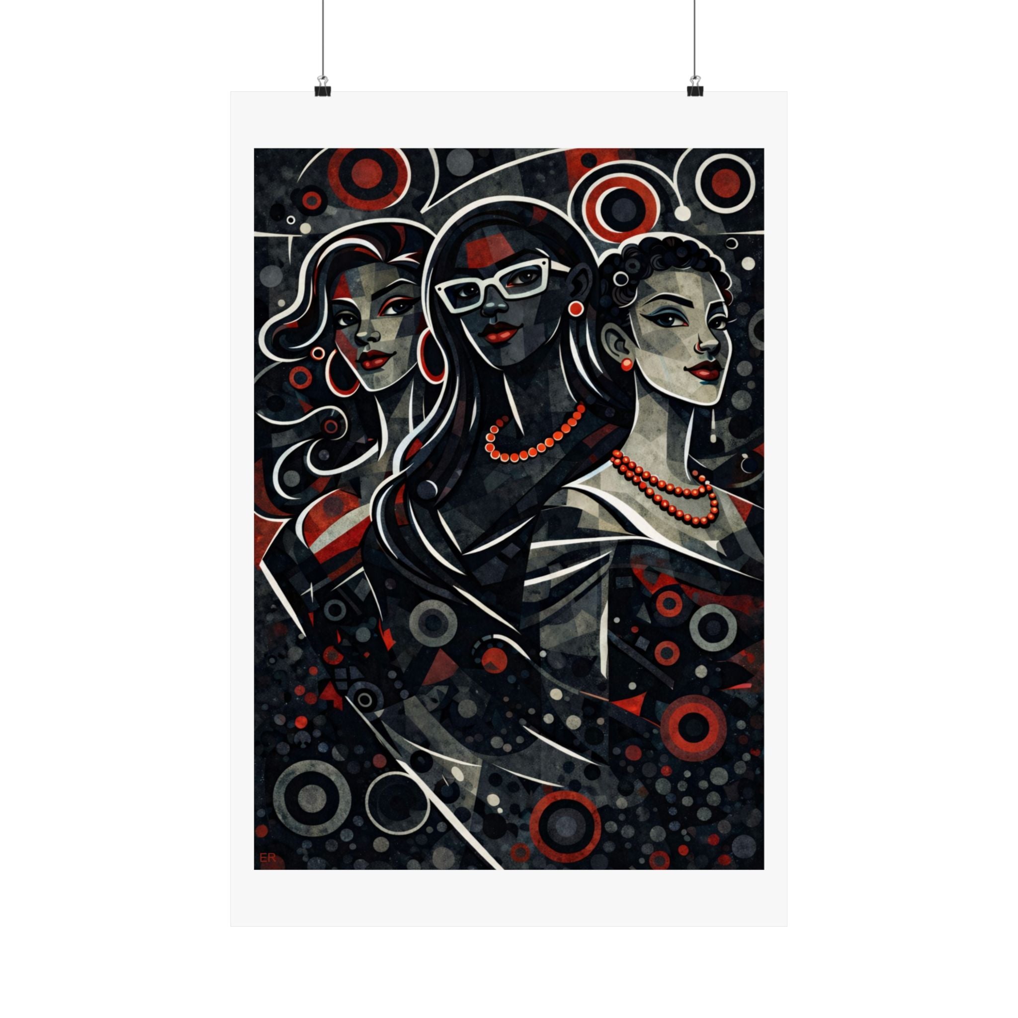 Retro Pop Art Trio Matte Poster — Stylish Women Wall Art