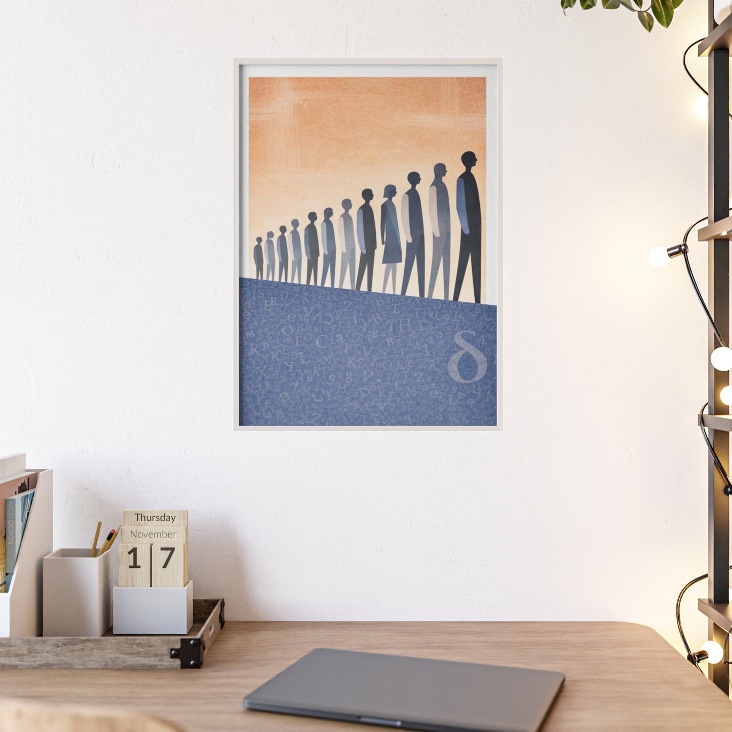 Framed Art Poster — Minimalist Crowd Silhouette Wall Art