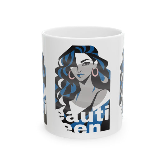 Beautiful Queen Ceramic Mug — Feminine Portrait Coffee Cup 320ml (11oz)