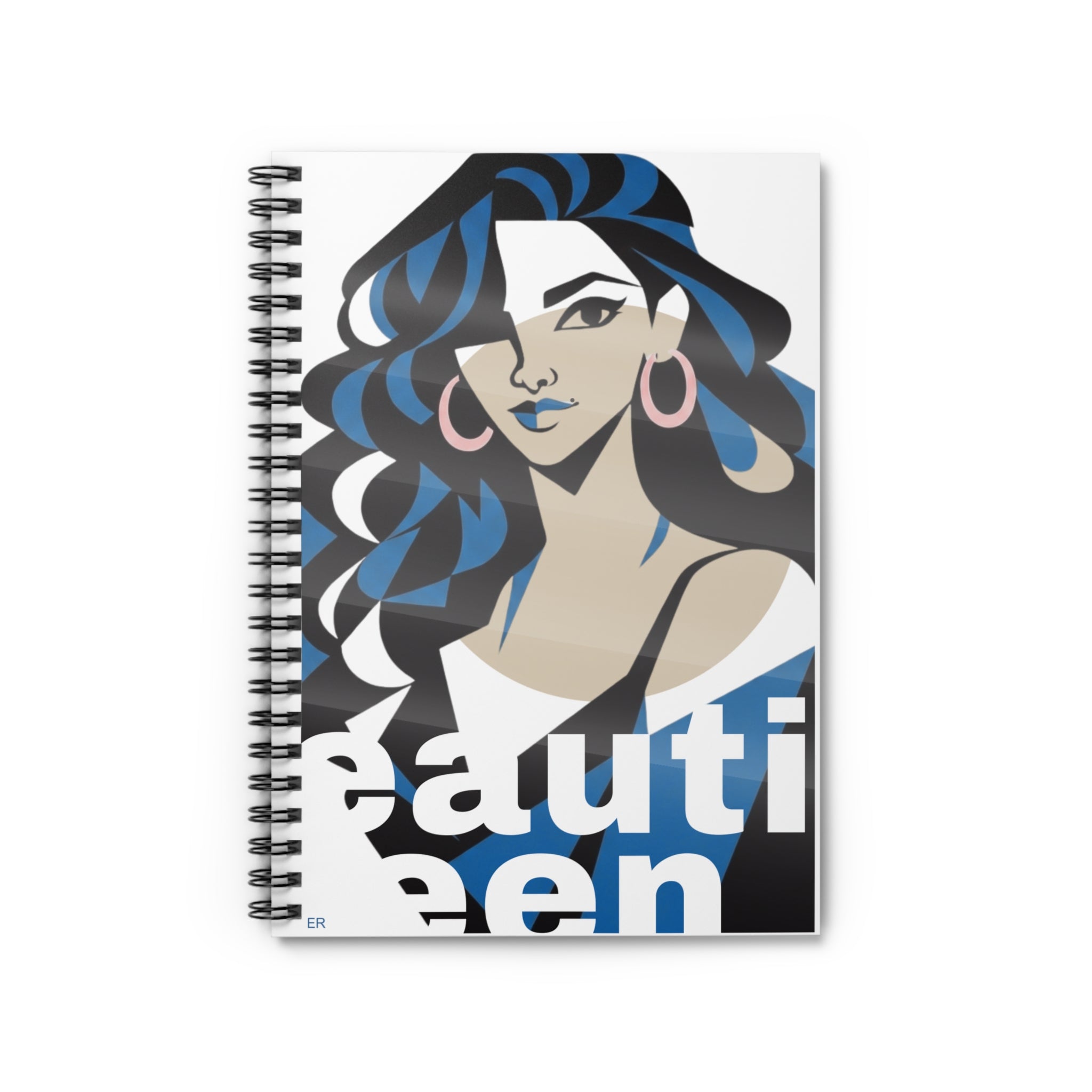 Beautiful Queen Spiral Notebook — Illustrated Femme Portrait Ruled Journal