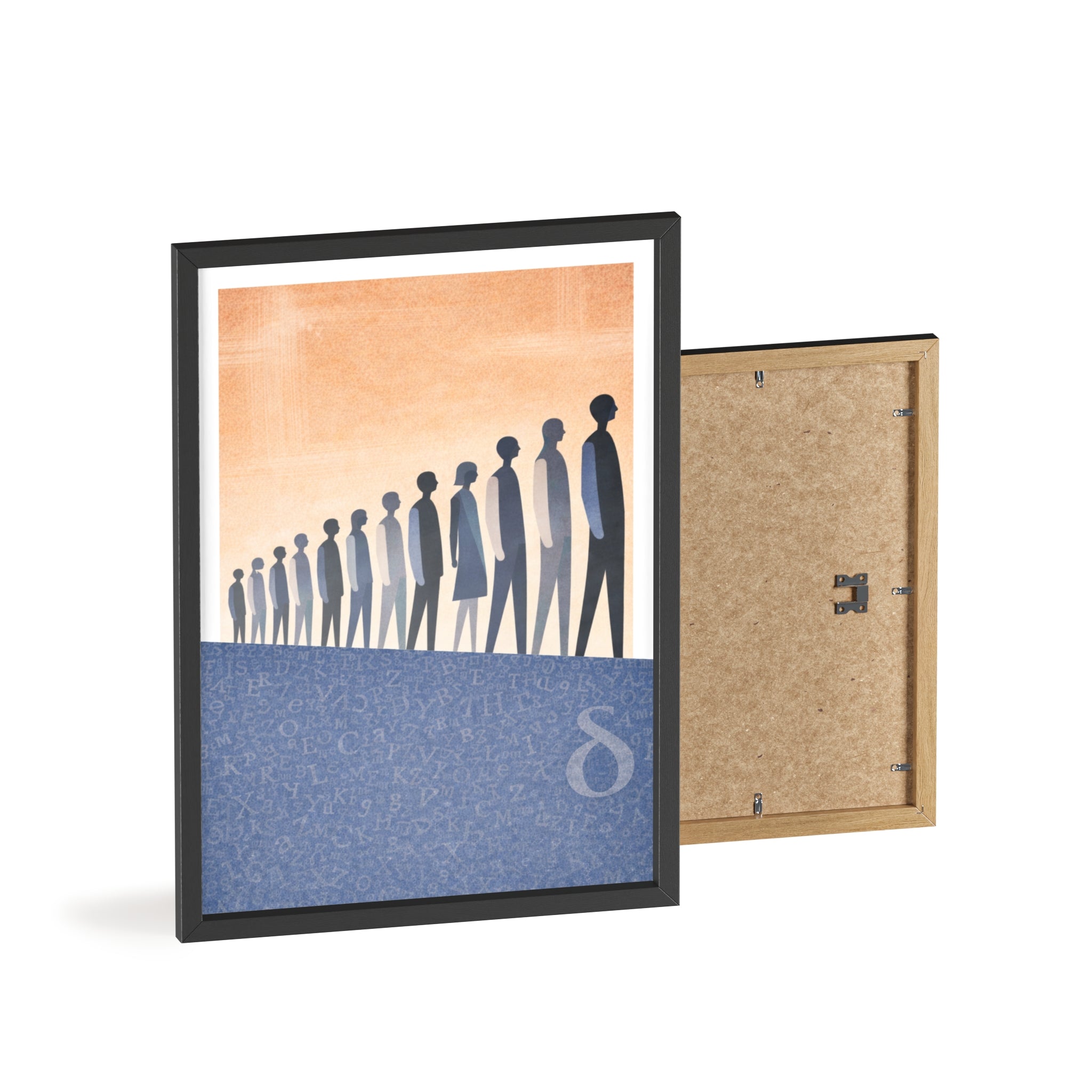 Framed Art Poster — Minimalist Crowd Silhouette Wall Art