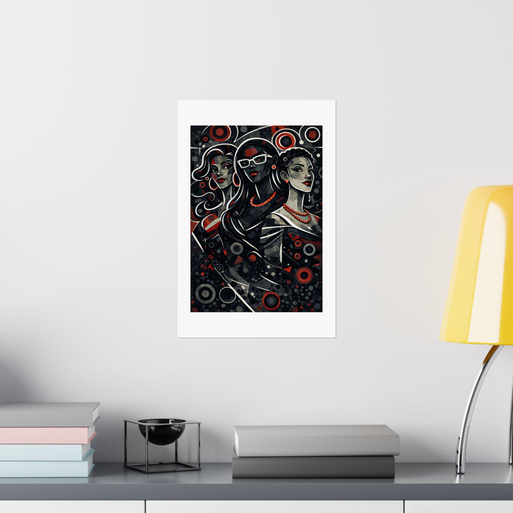 Retro Pop Art Trio Matte Poster — Stylish Women Wall Art