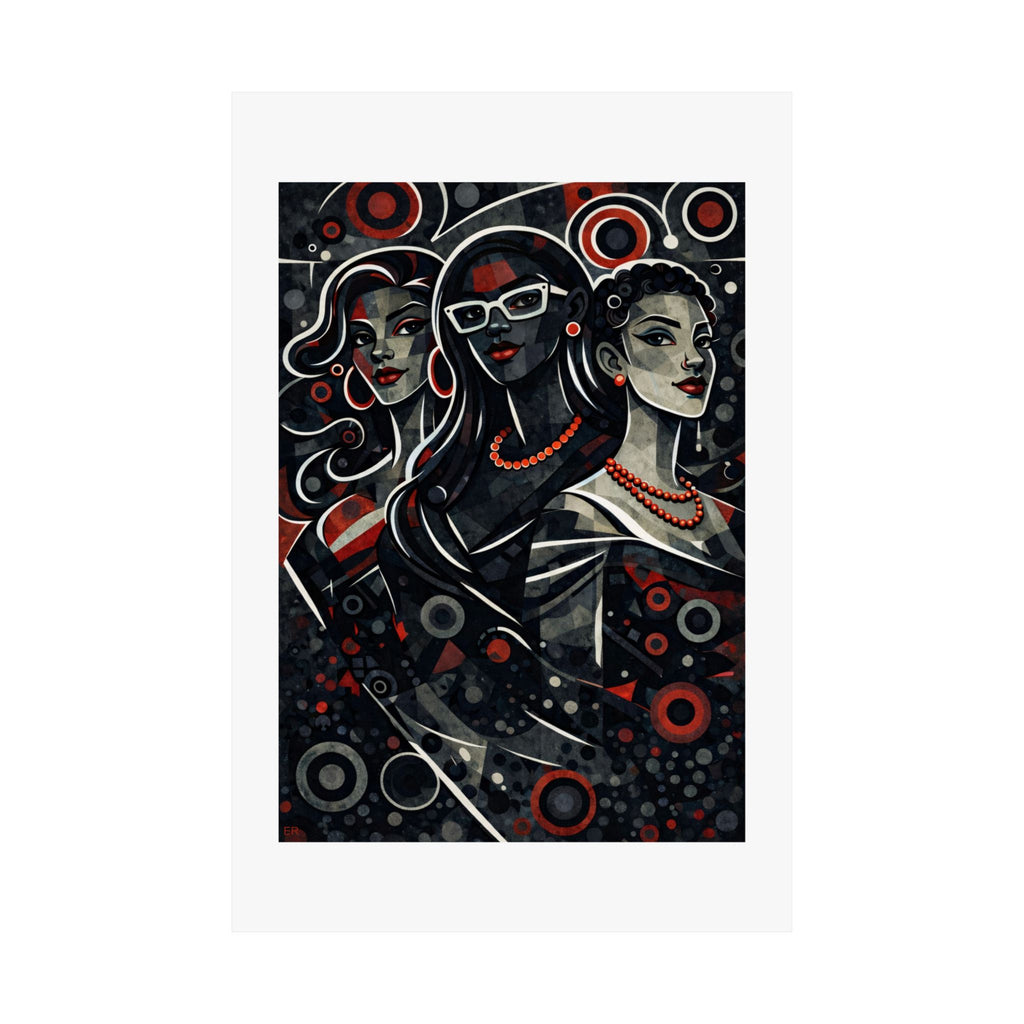 Retro Pop Art Trio Matte Poster — Stylish Women Wall Art