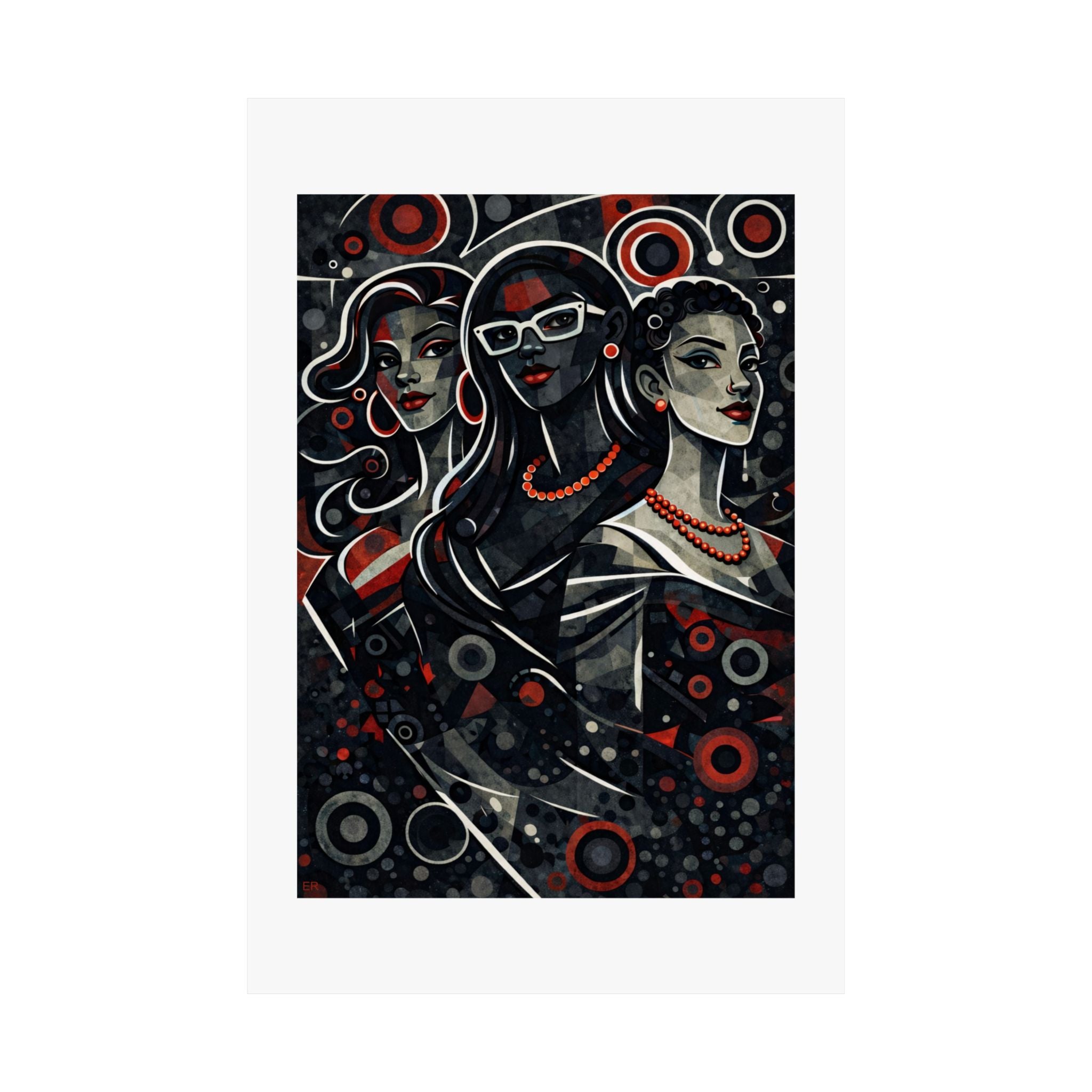 Retro Pop Art Trio Matte Poster — Stylish Women Wall Art