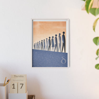 Framed Art Poster — Minimalist Crowd Silhouette Wall Art