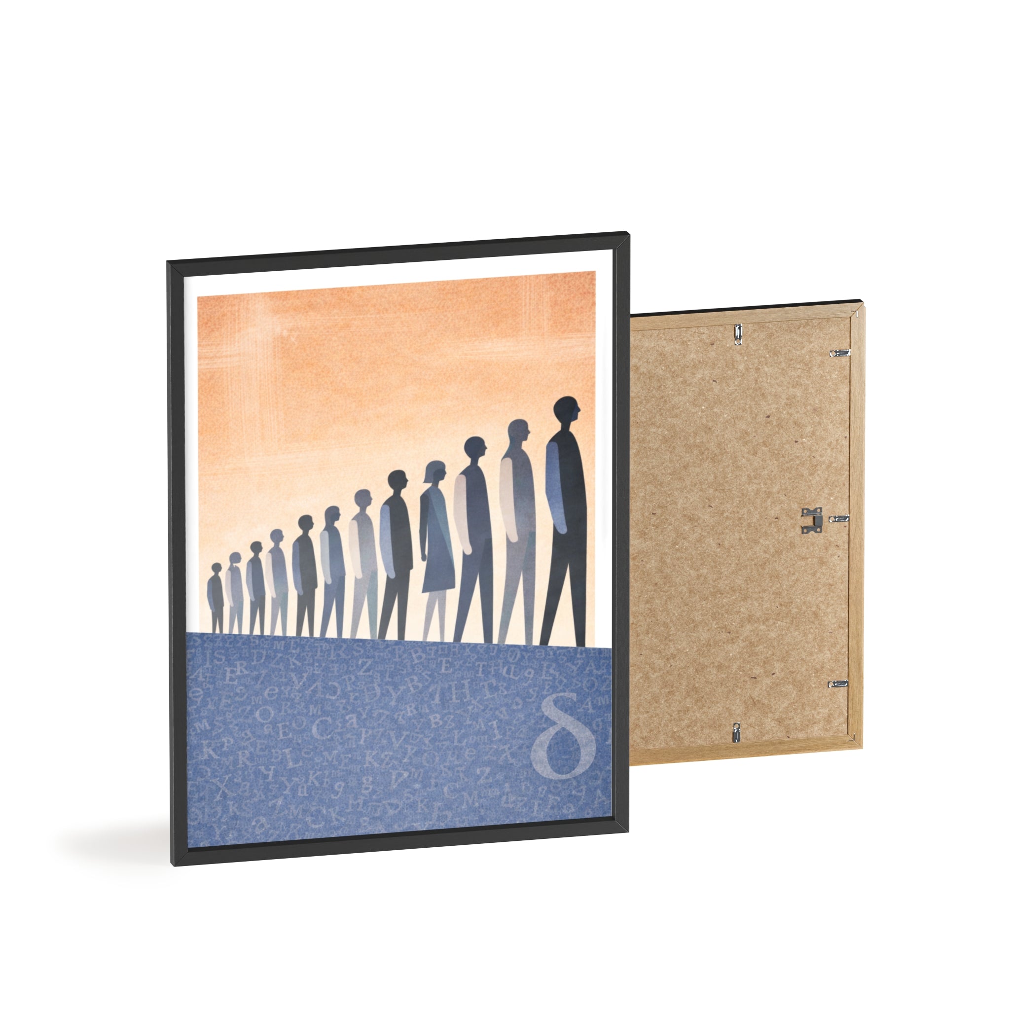 Framed Art Poster — Minimalist Crowd Silhouette Wall Art