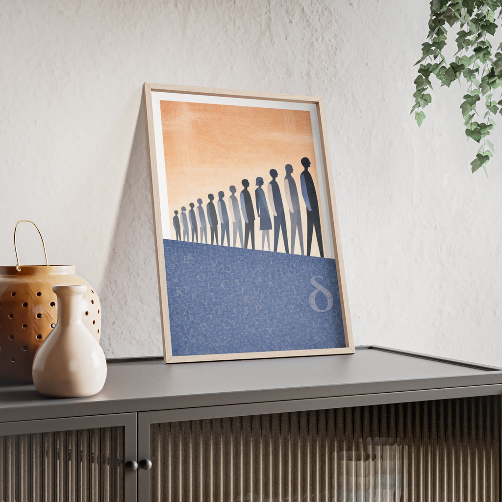 Framed Art Poster — Minimalist Crowd Silhouette Wall Art