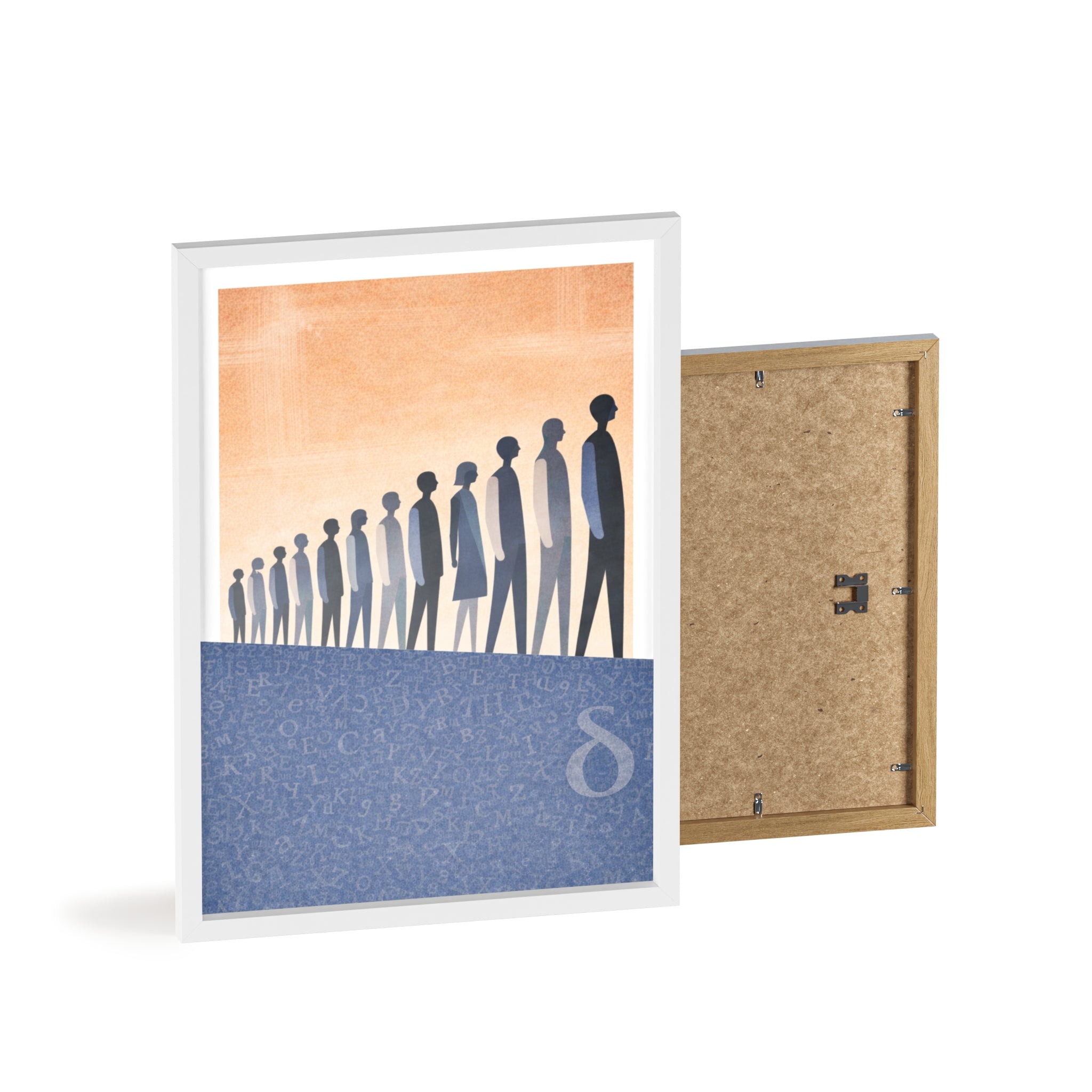 Framed Art Poster — Minimalist Crowd Silhouette Wall Art