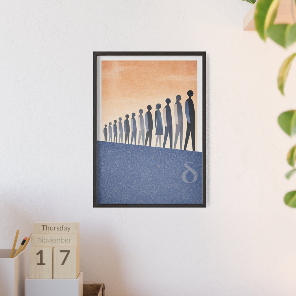 Framed Art Poster — Minimalist Crowd Silhouette Wall Art