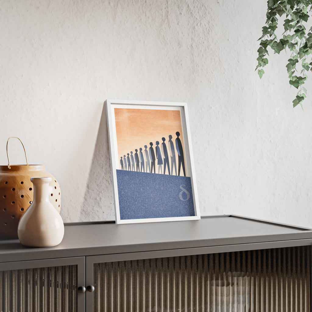 Framed Art Poster — Minimalist Crowd Silhouette Wall Art