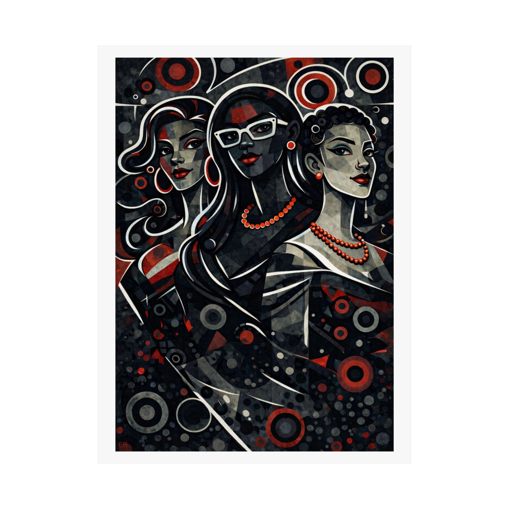 Retro Pop Art Trio Matte Poster — Stylish Women Wall Art