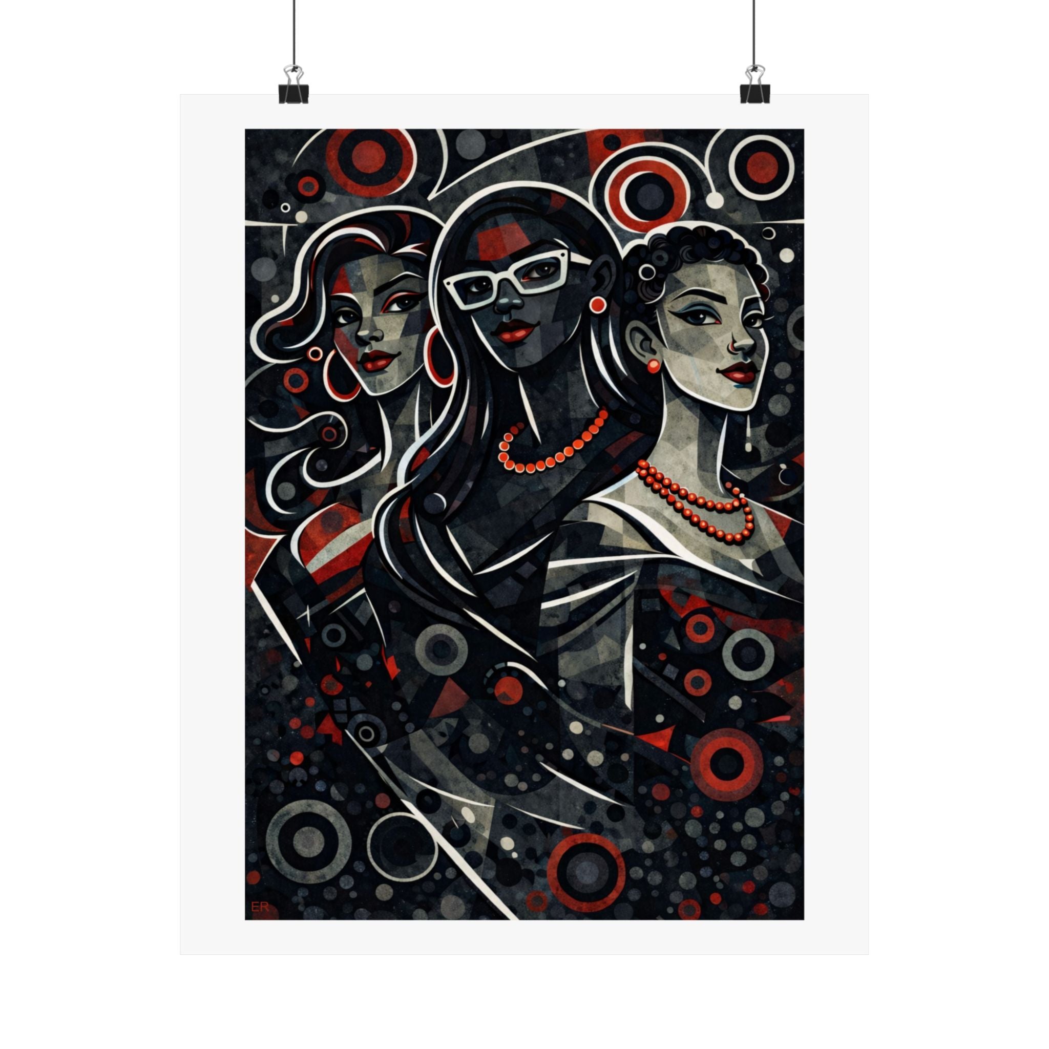 Retro Pop Art Trio Matte Poster — Stylish Women Wall Art