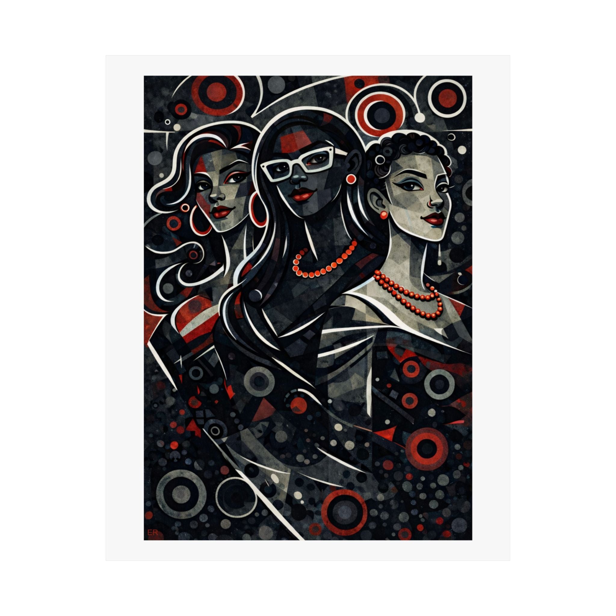 Retro Pop Art Trio Matte Poster — Stylish Women Wall Art