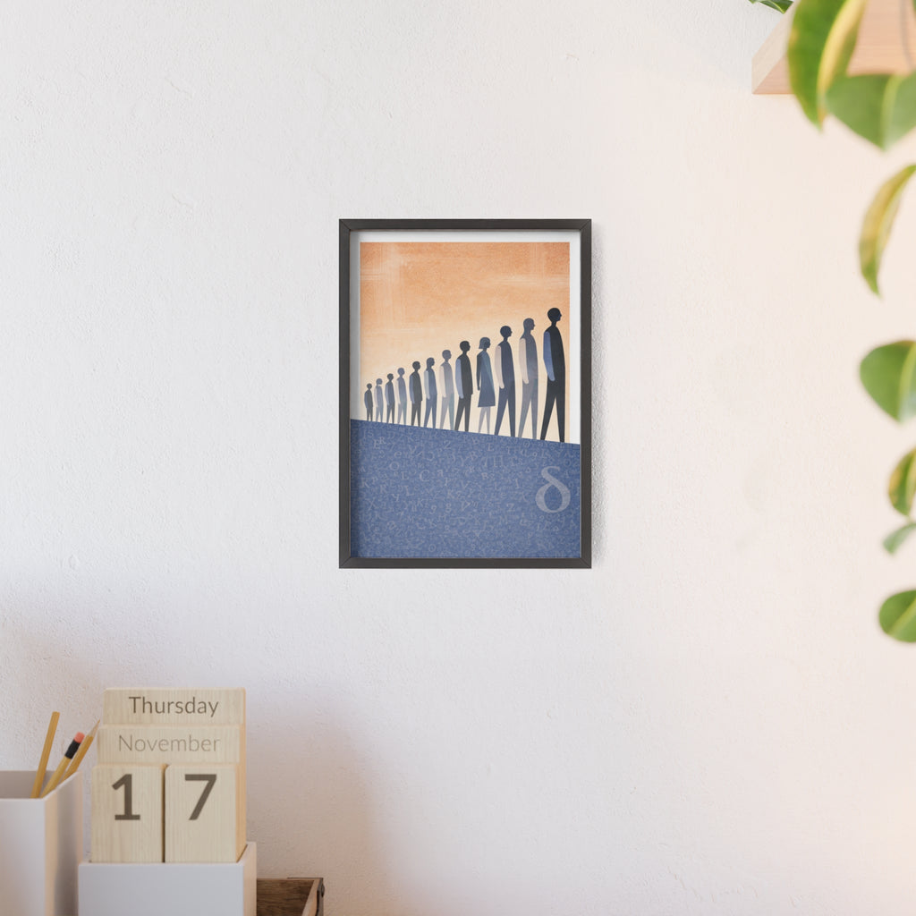 Framed Art Poster — Minimalist Crowd Silhouette Wall Art