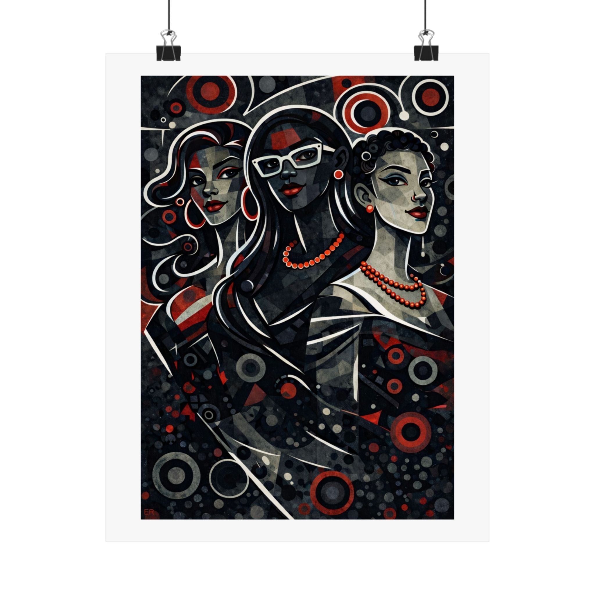 Retro Pop Art Trio Matte Poster — Stylish Women Wall Art