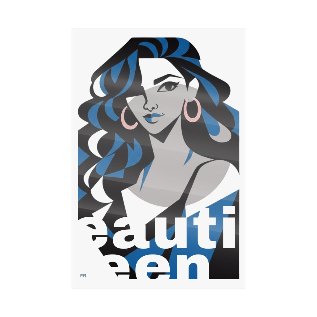 Beautiful Queen Matte Poster — Modern Female Portrait Wall Art — Blue & Grey
