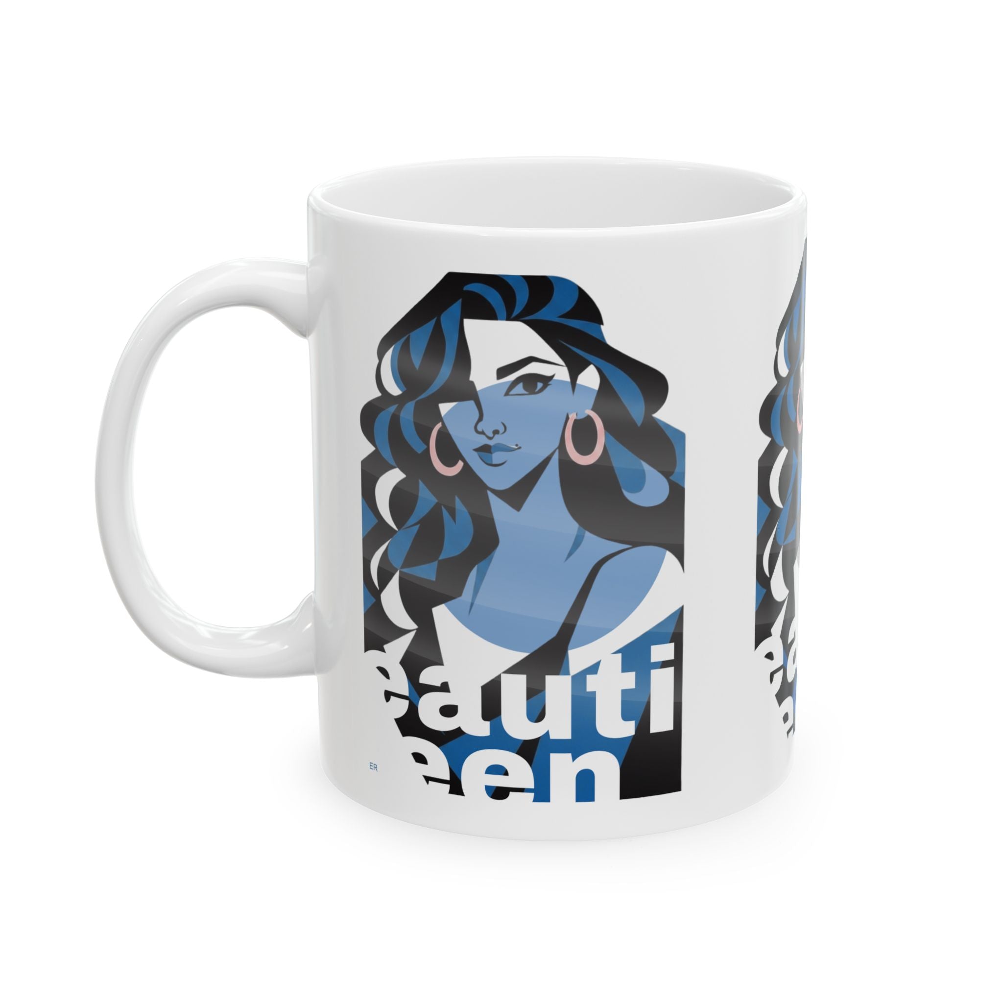 Beautiful Queen Ceramic Mug — Feminine Portrait Coffee Cup 320ml (11oz)