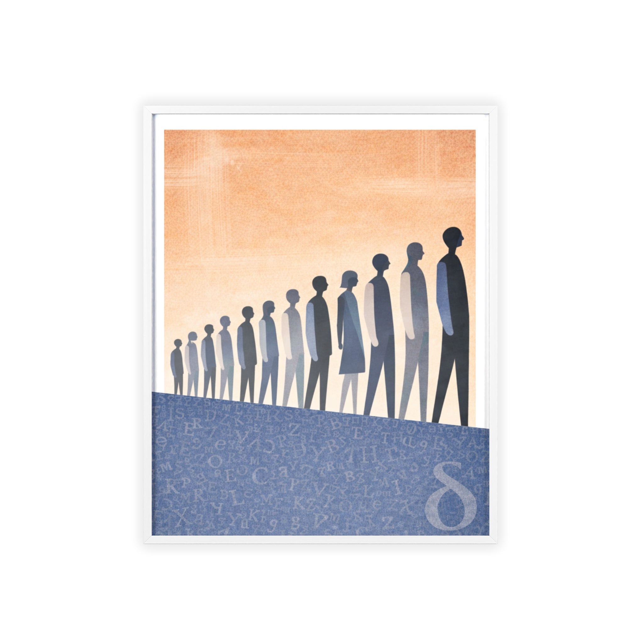 Framed Art Poster — Minimalist Crowd Silhouette Wall Art