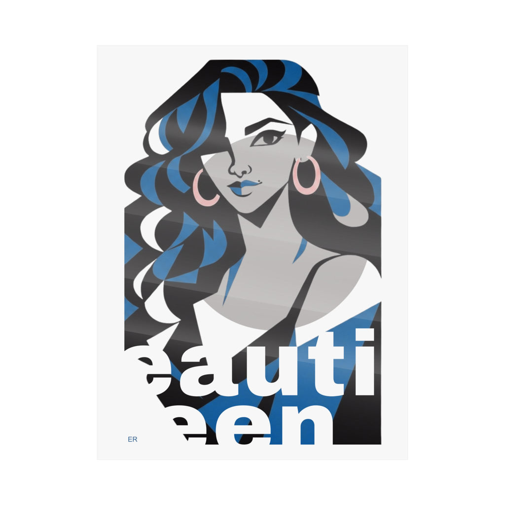 Beautiful Queen Matte Poster — Modern Female Portrait Wall Art — Blue & Grey