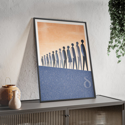 Framed Art Poster — Minimalist Crowd Silhouette Wall Art
