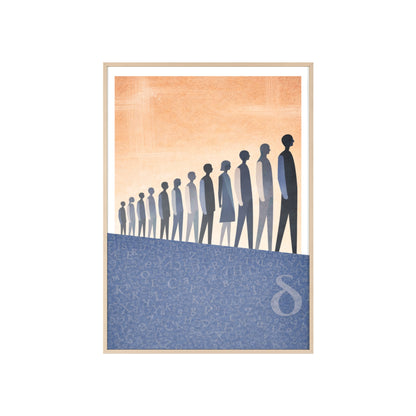 Framed Art Poster — Minimalist Crowd Silhouette Wall Art