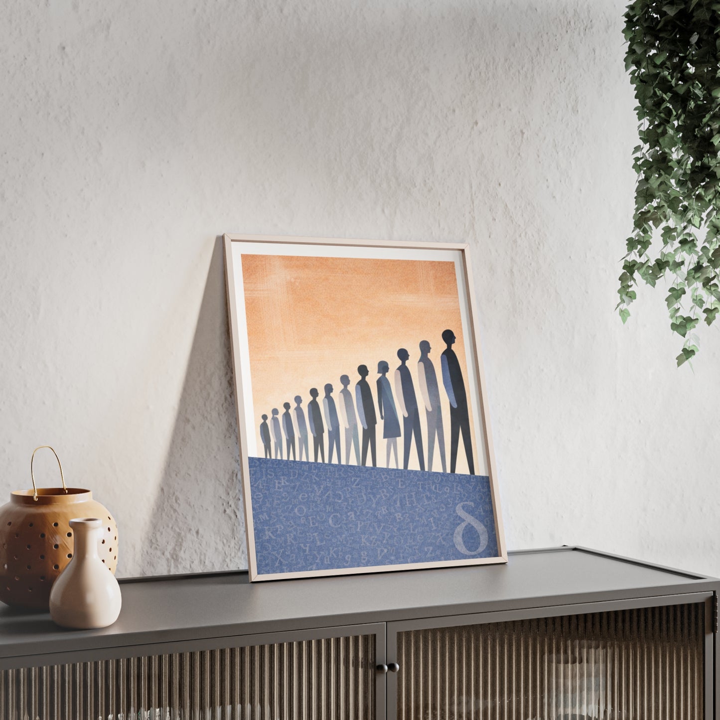 Framed Art Poster — Minimalist Crowd Silhouette Wall Art