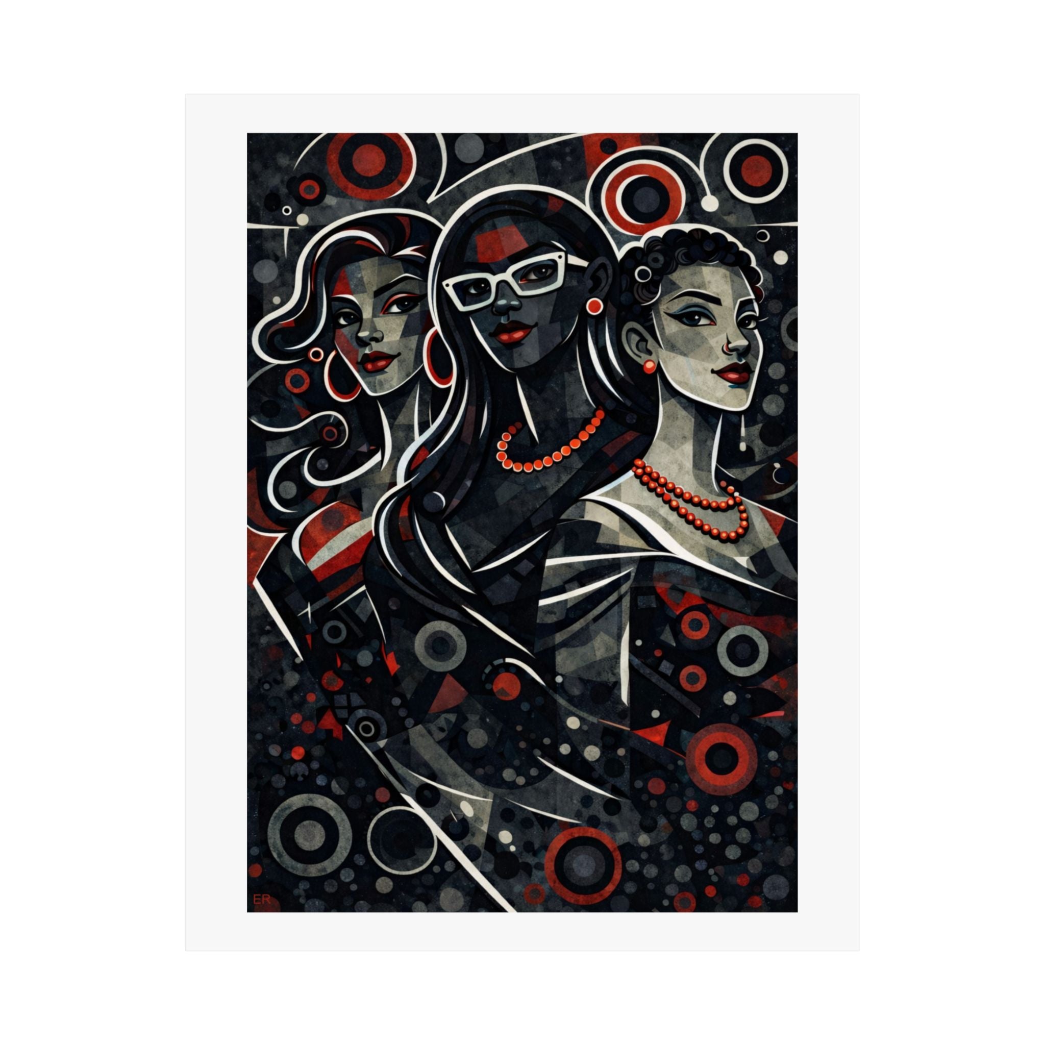 Retro Pop Art Trio Matte Poster — Stylish Women Wall Art