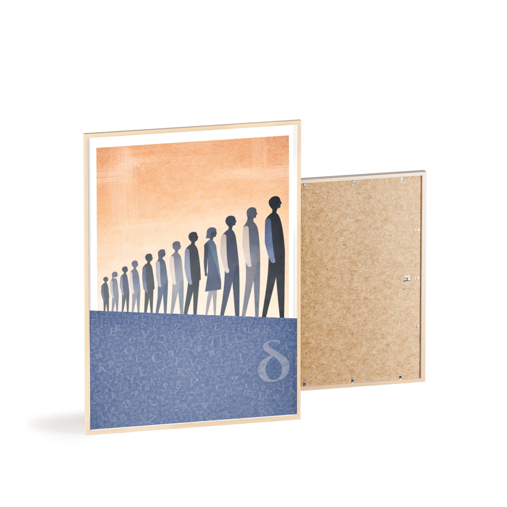 Framed Art Poster — Minimalist Crowd Silhouette Wall Art