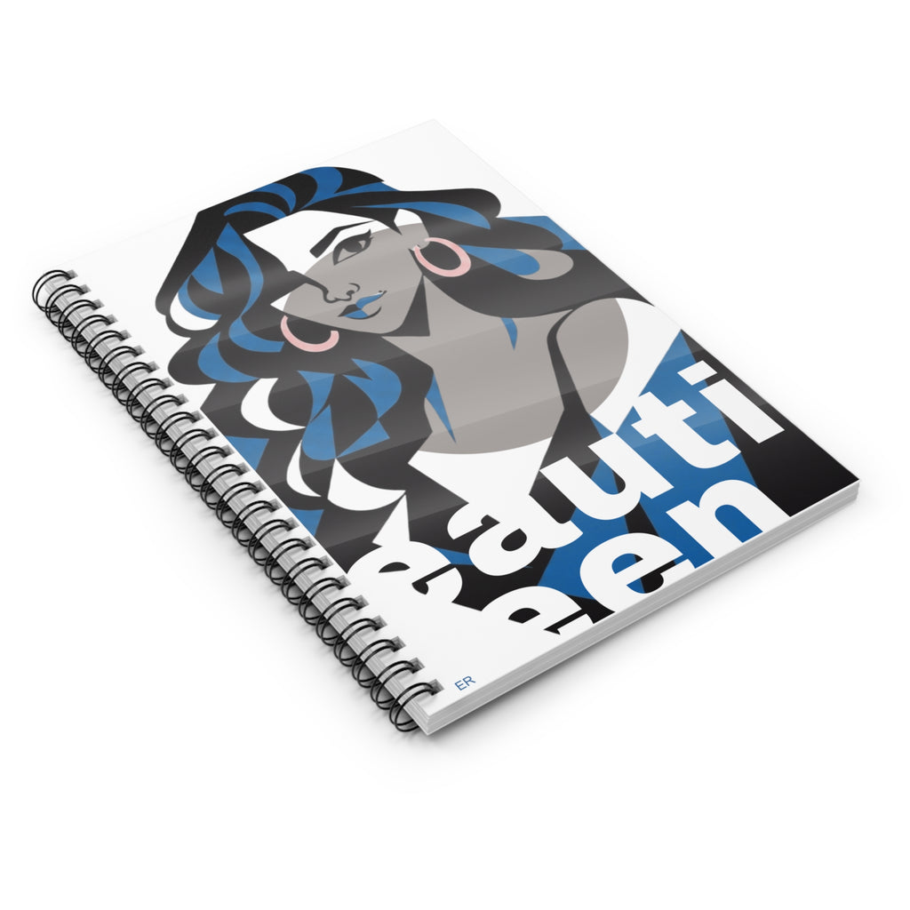 Beautiful Queen Spiral Notebook — Illustrated Femme Portrait Ruled Journal