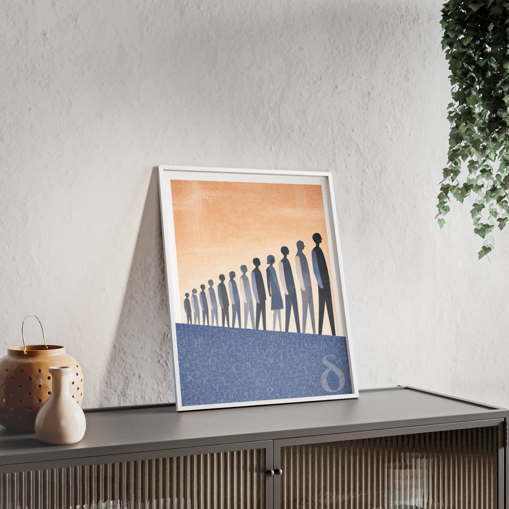 Framed Art Poster — Minimalist Crowd Silhouette Wall Art