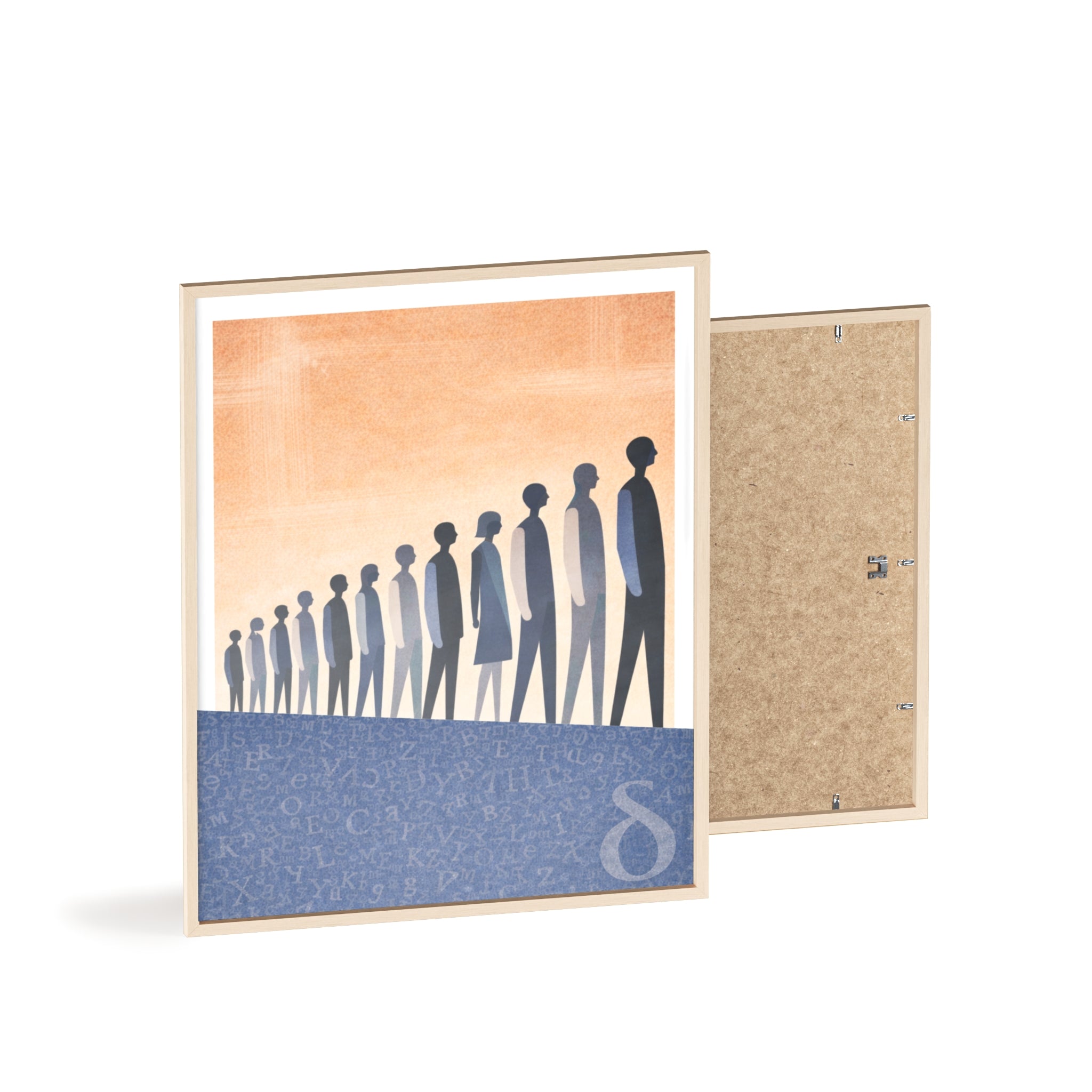 Framed Art Poster — Minimalist Crowd Silhouette Wall Art