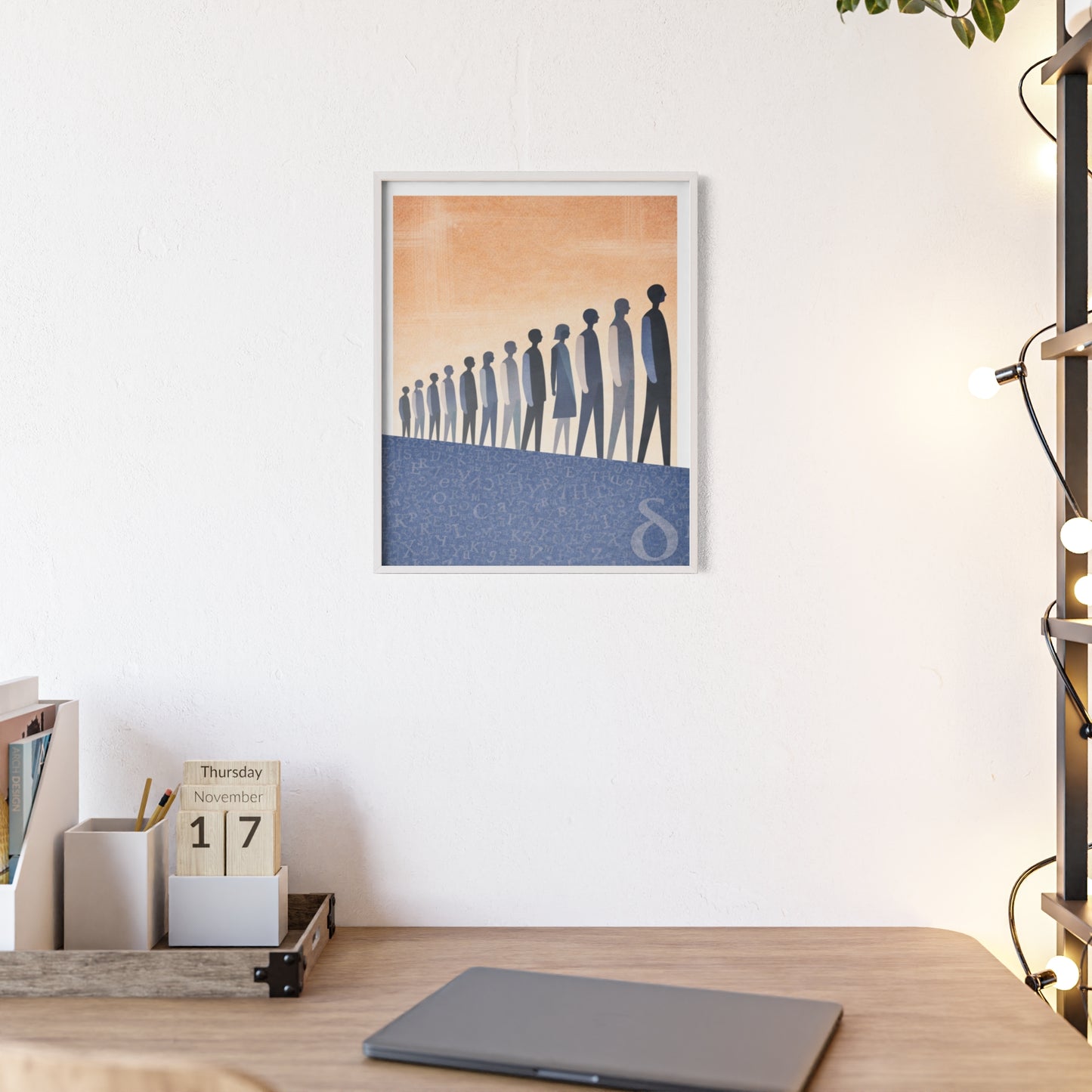 Framed Art Poster — Minimalist Crowd Silhouette Wall Art