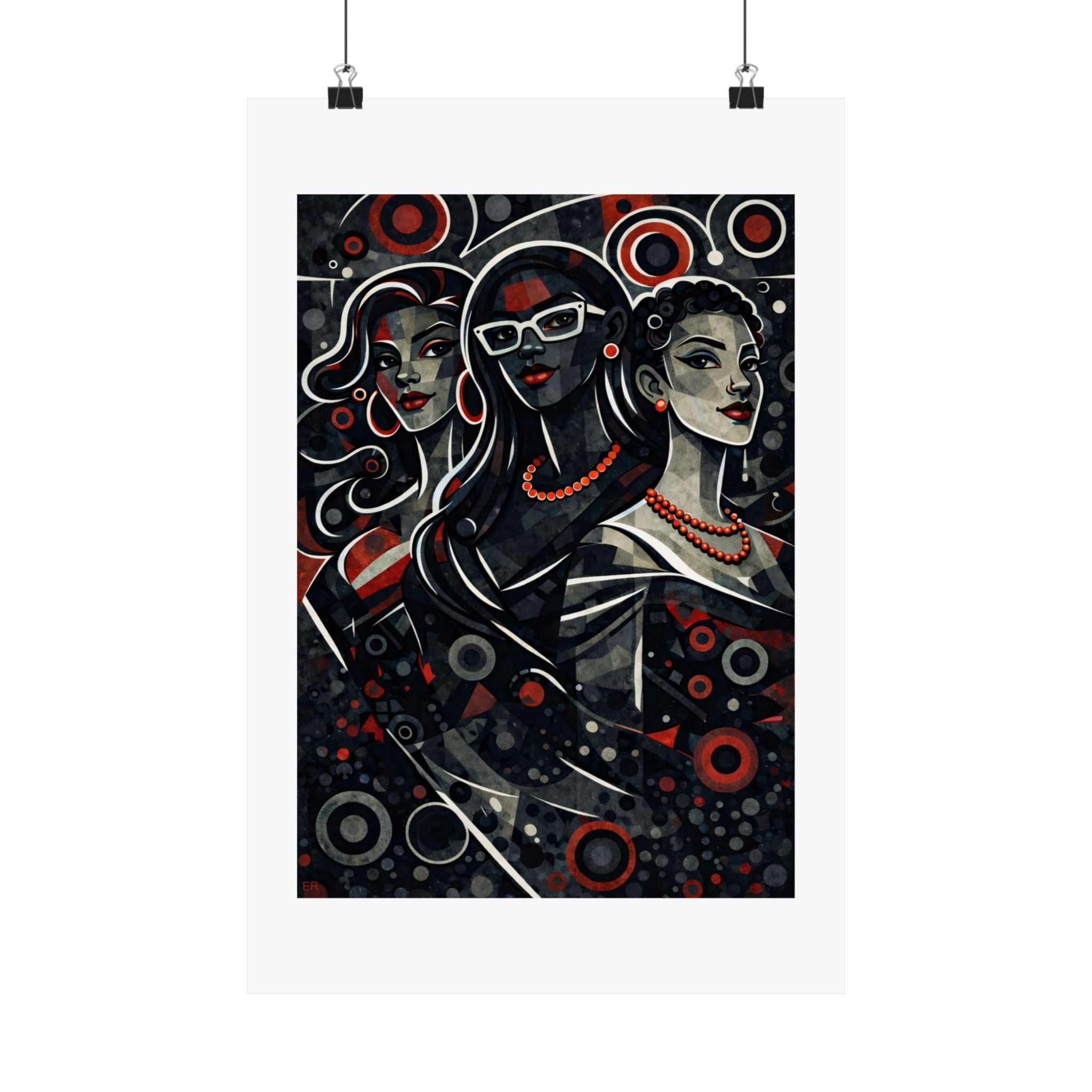 Retro Pop Art Trio Matte Poster — Stylish Women Wall Art