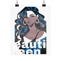 Beautiful Queen Matte Poster — Modern Female Portrait Wall Art Colour —  Blue & Dusty Rose
