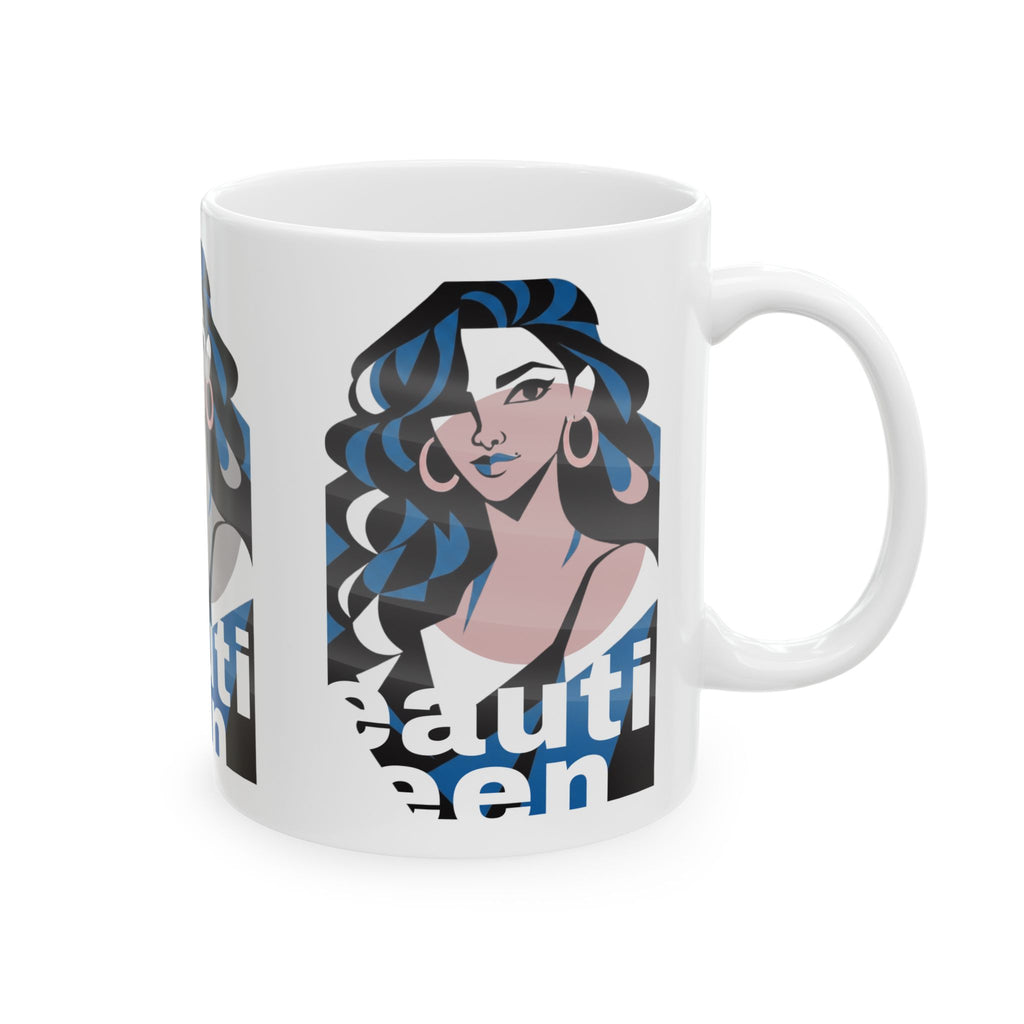 Beautiful Queen Ceramic Mug — Feminine Portrait Coffee Cup 320ml (11oz)