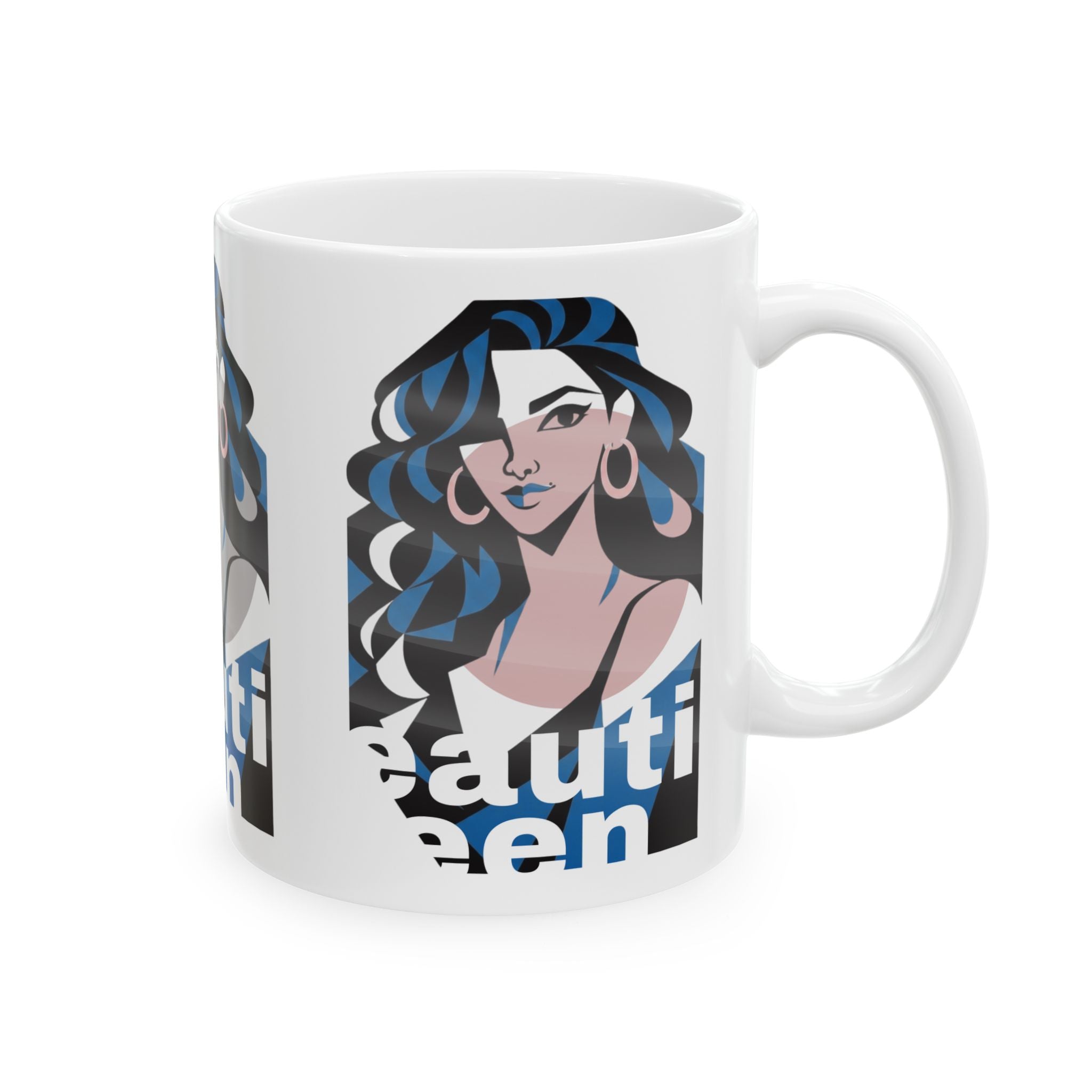 Beautiful Queen Ceramic Mug — Feminine Portrait Coffee Cup 320ml (11oz)