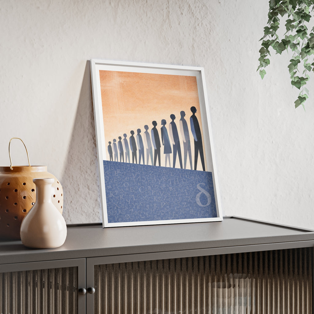 Framed Art Poster — Minimalist Crowd Silhouette Wall Art