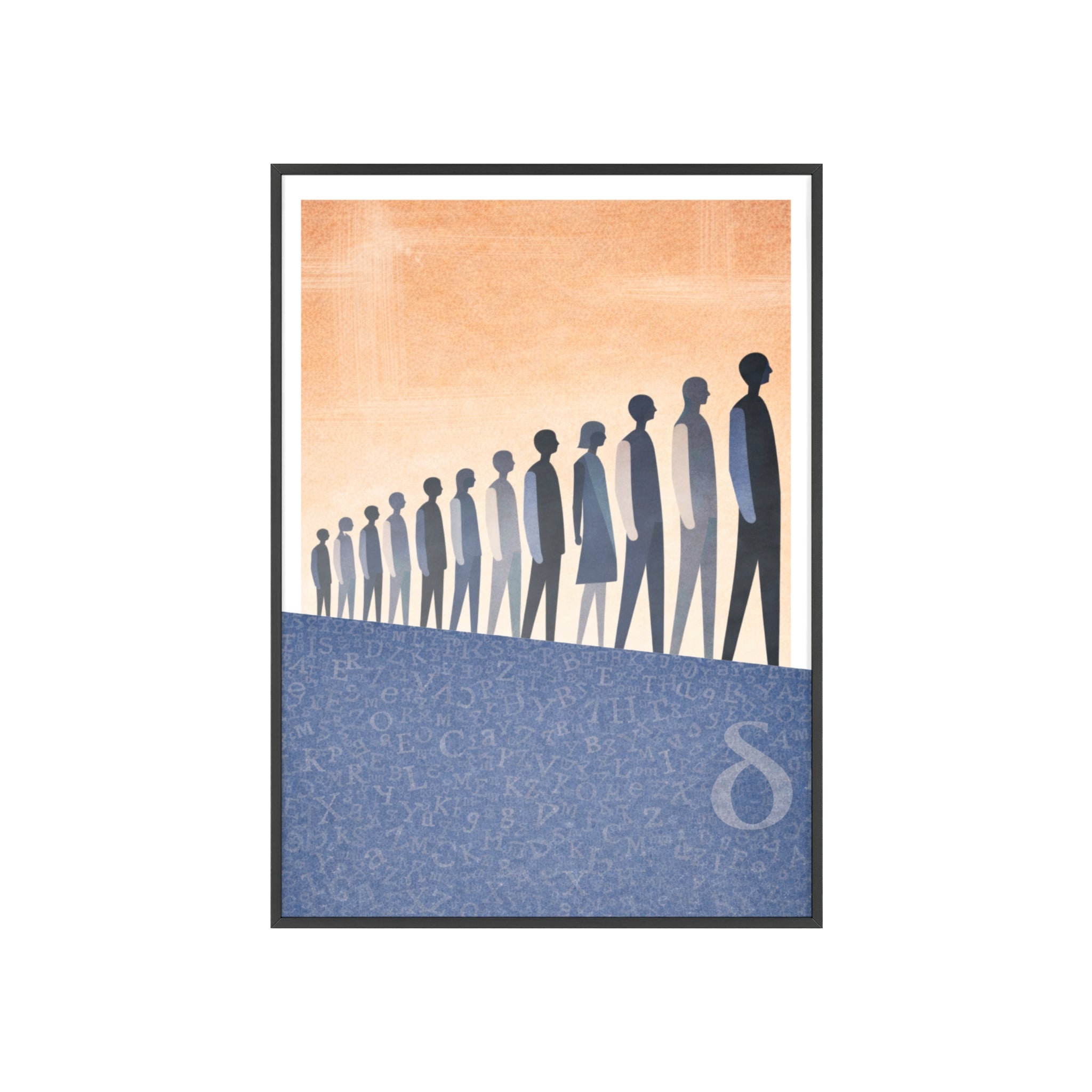 Framed Art Poster — Minimalist Crowd Silhouette Wall Art
