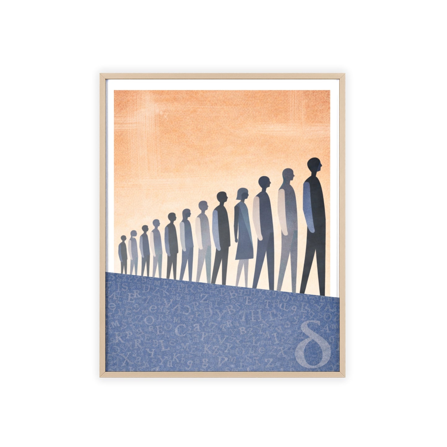 Framed Art Poster — Minimalist Crowd Silhouette Wall Art