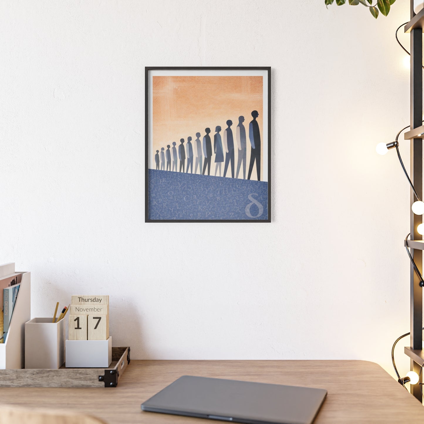 Framed Art Poster — Minimalist Crowd Silhouette Wall Art