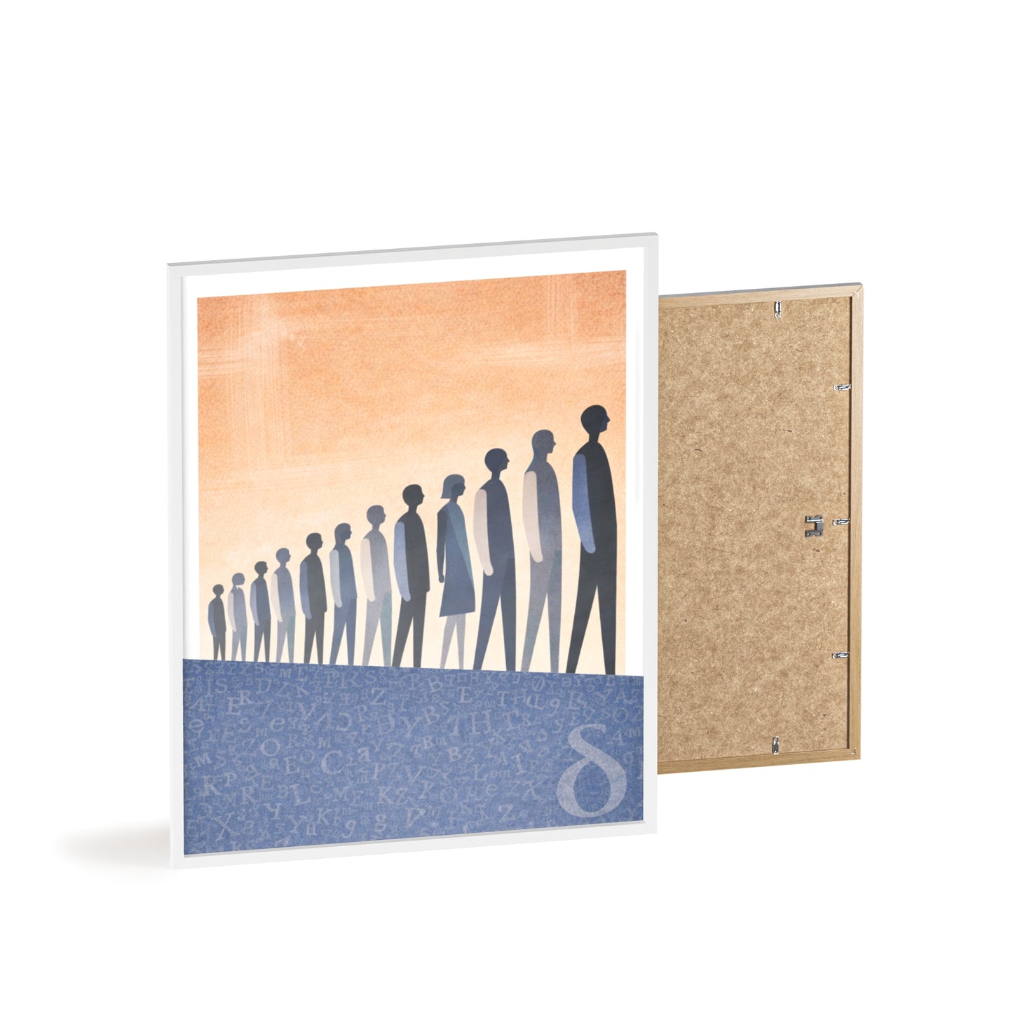 Framed Art Poster — Minimalist Crowd Silhouette Wall Art