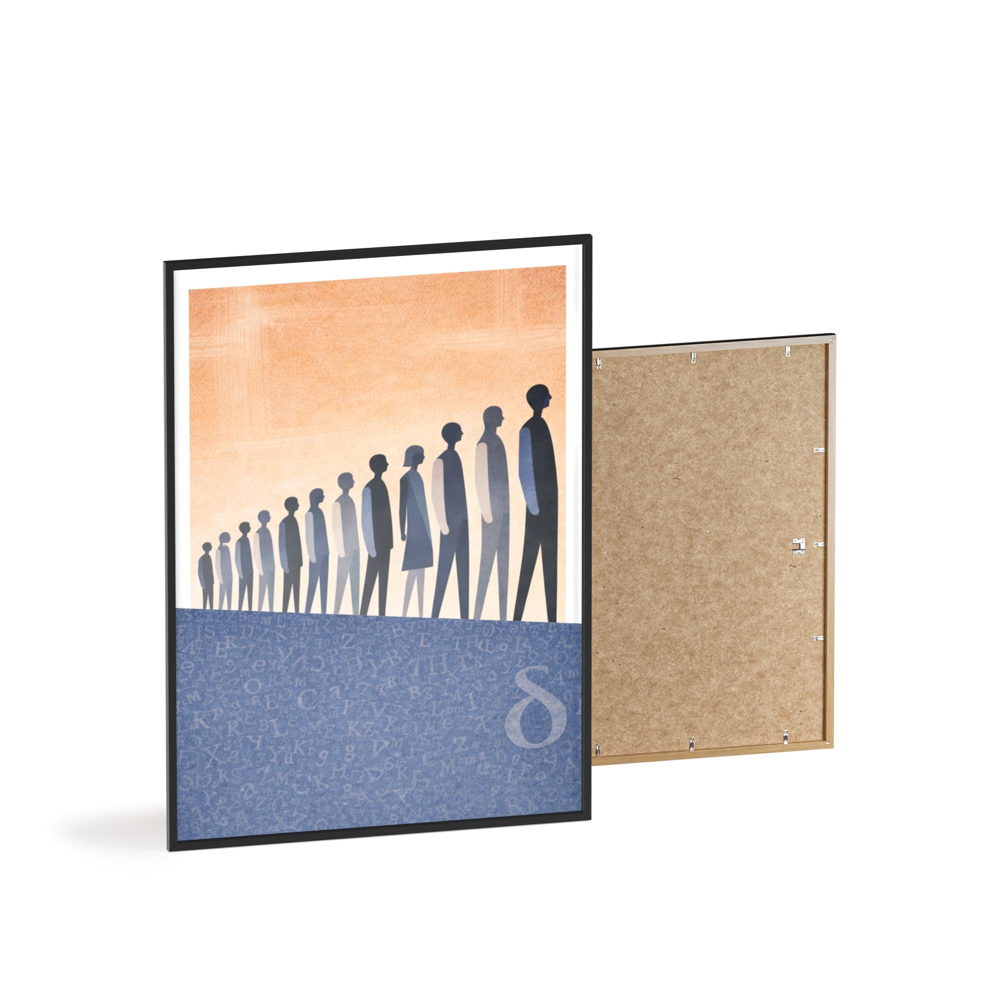Framed Art Poster — Minimalist Crowd Silhouette Wall Art