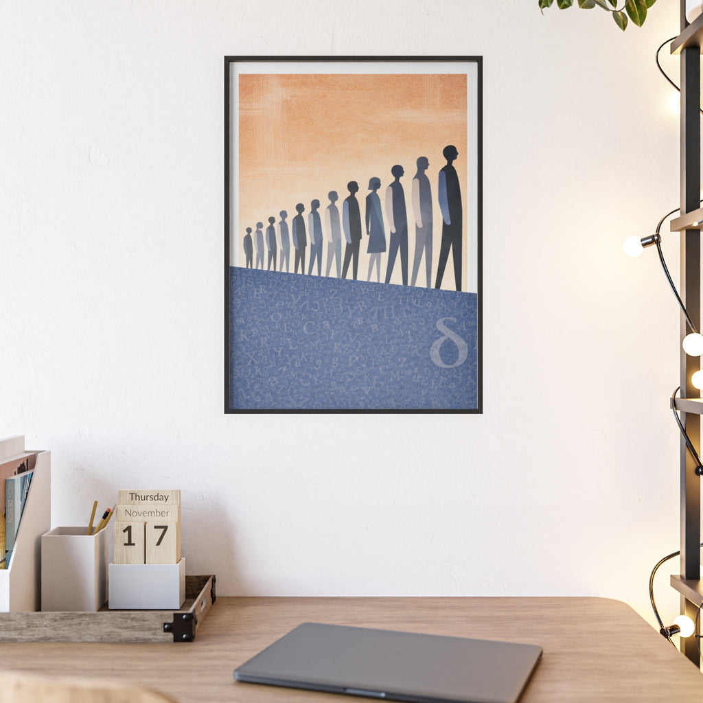 Framed Art Poster — Minimalist Crowd Silhouette Wall Art