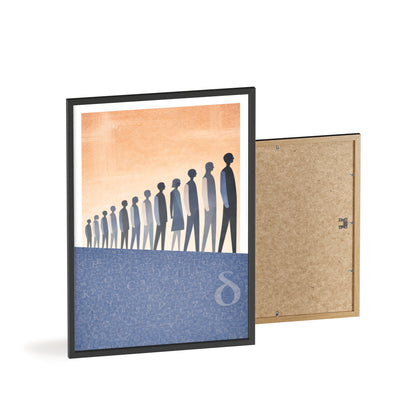 Framed Art Poster — Minimalist Crowd Silhouette Wall Art
