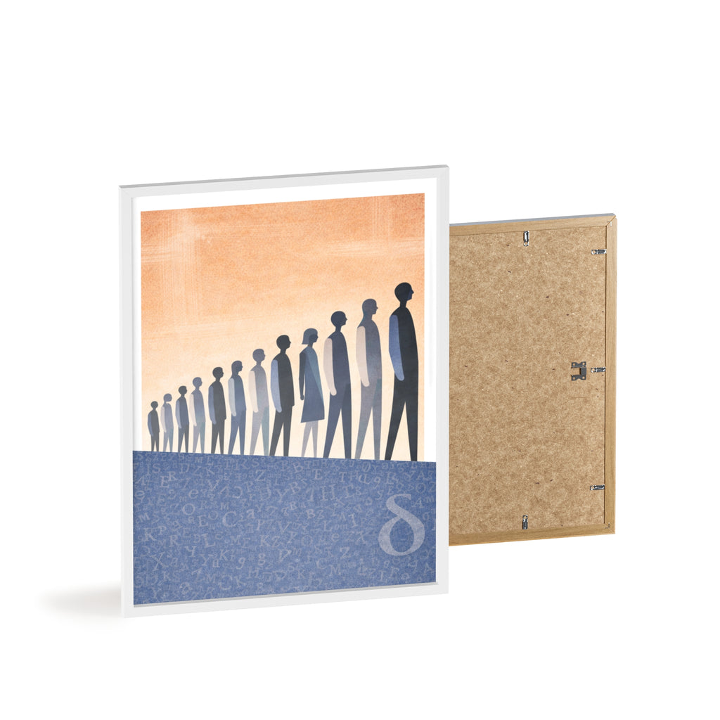 Framed Art Poster — Minimalist Crowd Silhouette Wall Art