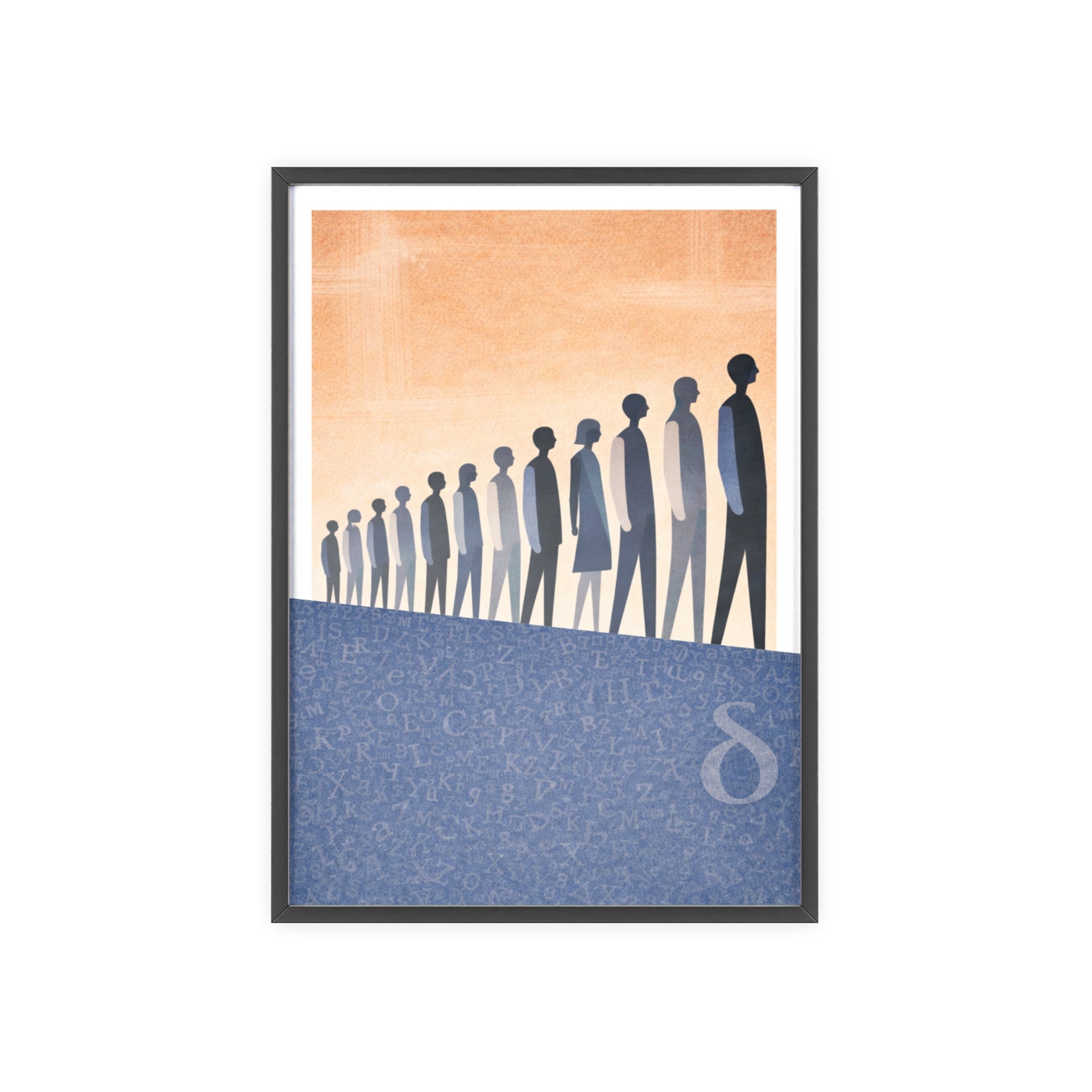 Framed Art Poster — Minimalist Crowd Silhouette Wall Art