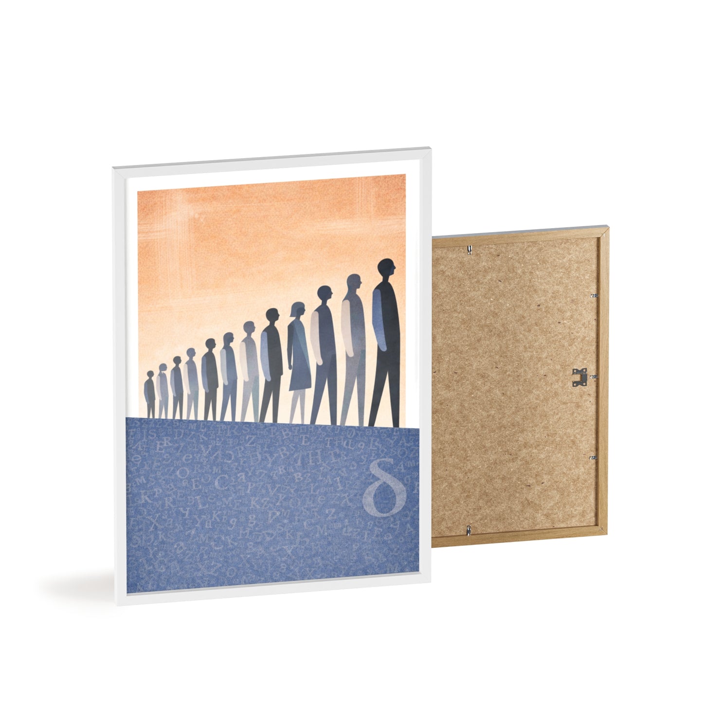 Framed Art Poster — Minimalist Crowd Silhouette Wall Art