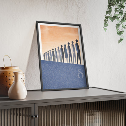 Framed Art Poster — Minimalist Crowd Silhouette Wall Art